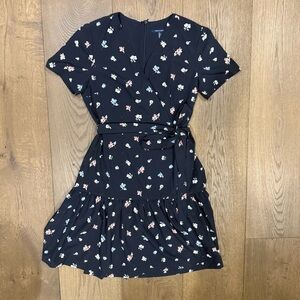 French Connection Frida Armoise Crepe Floral Faux Wrap Dress